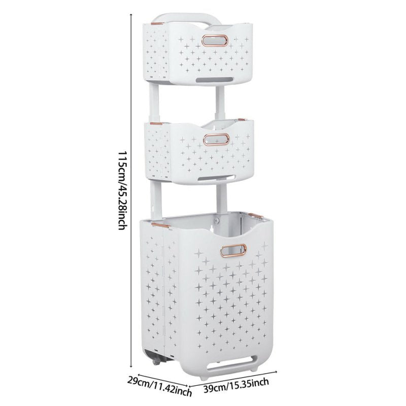 3 - Tier Foldable Laundry Baskets with Casters - Laundry Basket - British D'sire