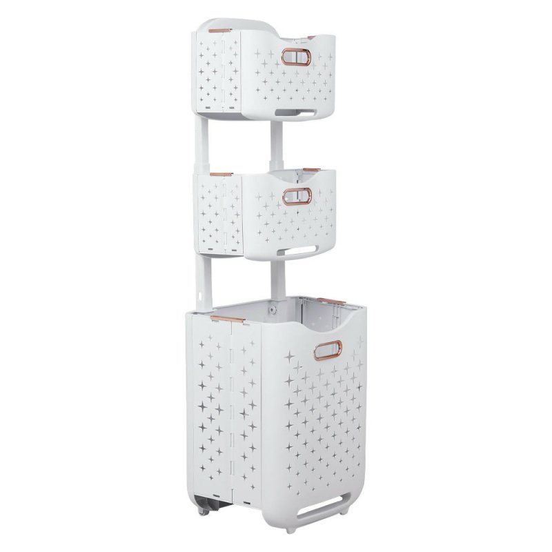 3 - Tier Foldable Laundry Baskets with Casters - Laundry Basket - British D'sire