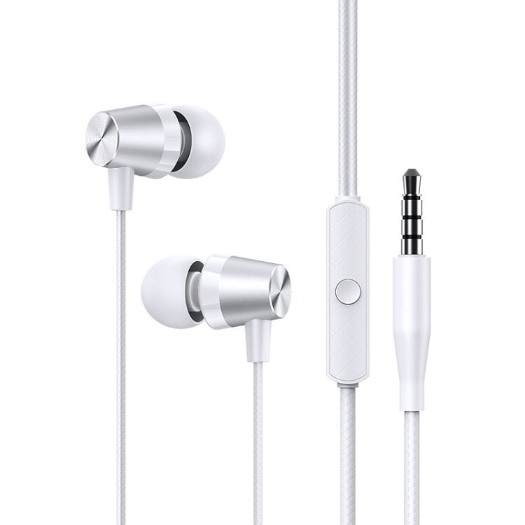 30 PCS USAMS EP - 42 3.5mm Plating Metal In - ear Wired Earphone, Length: 1.2m, Test Tube Packaging(White) - British D'sire