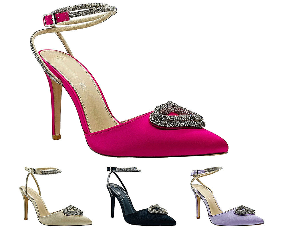 Women's Double Heart Rhinestone Stiletto Heel Main image