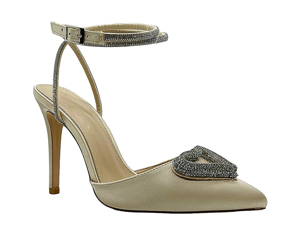 Women's Double Heart Rhinestone Stiletto Heel Secondary image