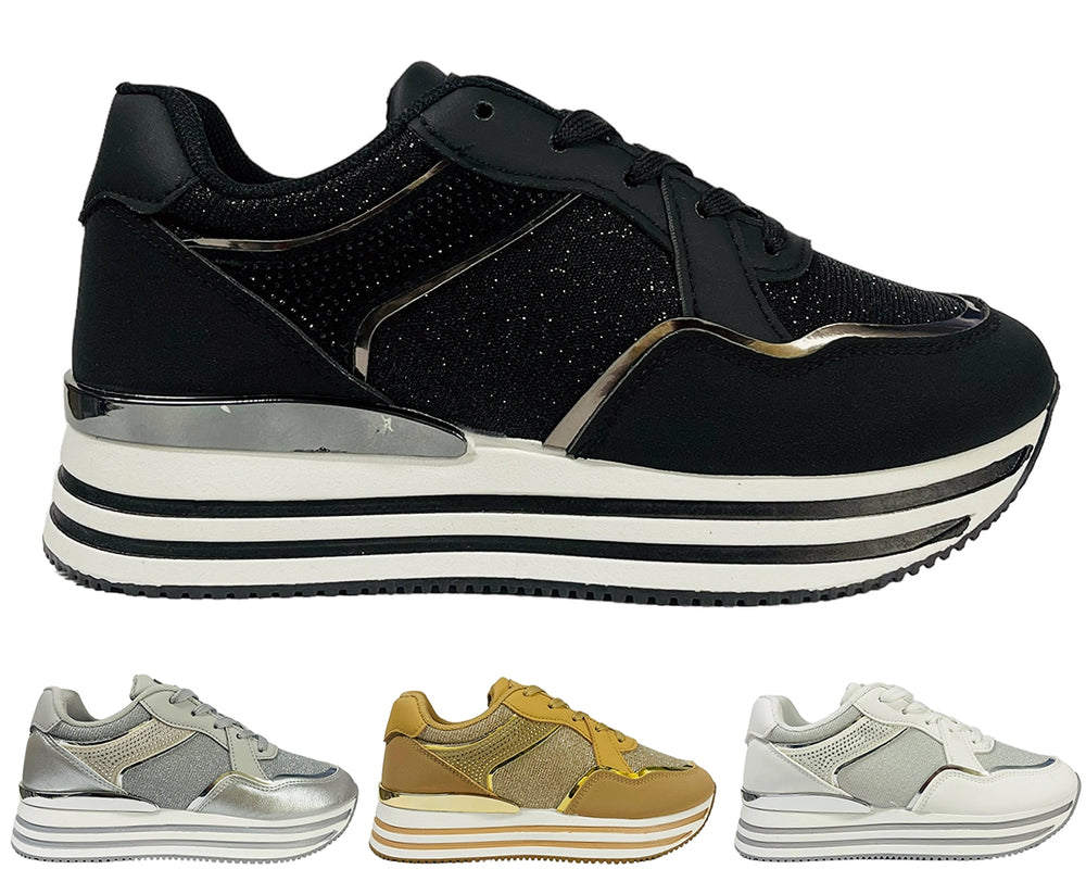 Women's Chunky Sole Casual Lace Up Trainers Main image