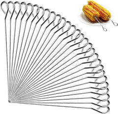 30pcs Stainless Steel Barbecue Skewers, Roast Goose Needles Turkey Lacers Meat Needles Metal Skewers Cocktail Skewers for Trussing Turkey and Poultry(Size:1.8x15cm) - British D'sire