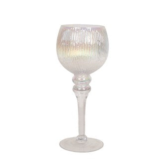 Pair of Lustre Ribbed Stem Globe Candle Holders 35cm & 30cm Main image