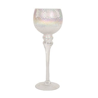 Pair of Lustre Ribbed Stem Globe Candle Holders 35cm & 30cm Secondary image