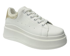 Faux Leather Chunky Sole Lace Up Trainers