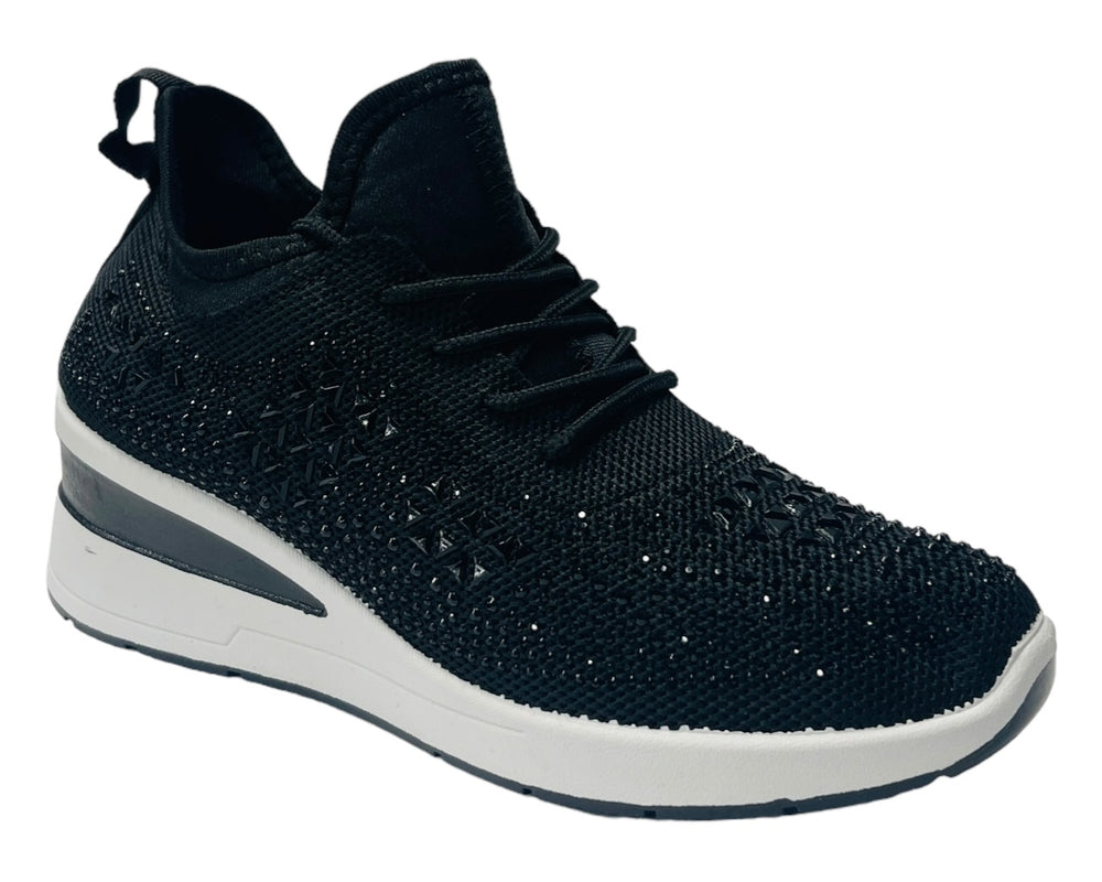 Casual Wedge Diamante Lace Up Trainers Secondary image