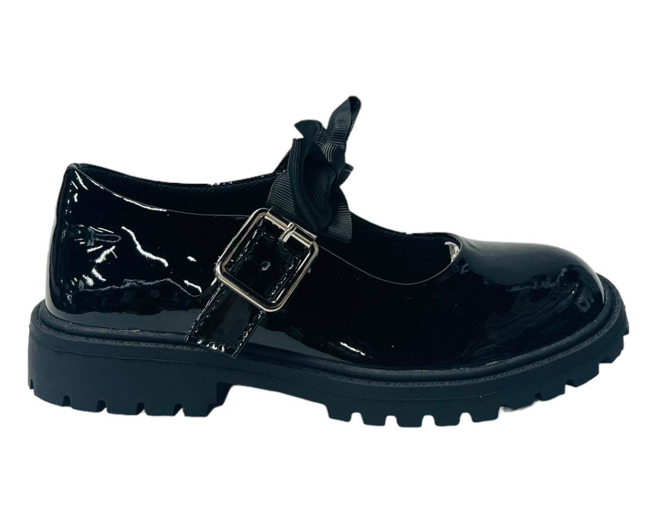 Infant's Faux Patent Leather Buckle Bow Flat Shoes Secondary image