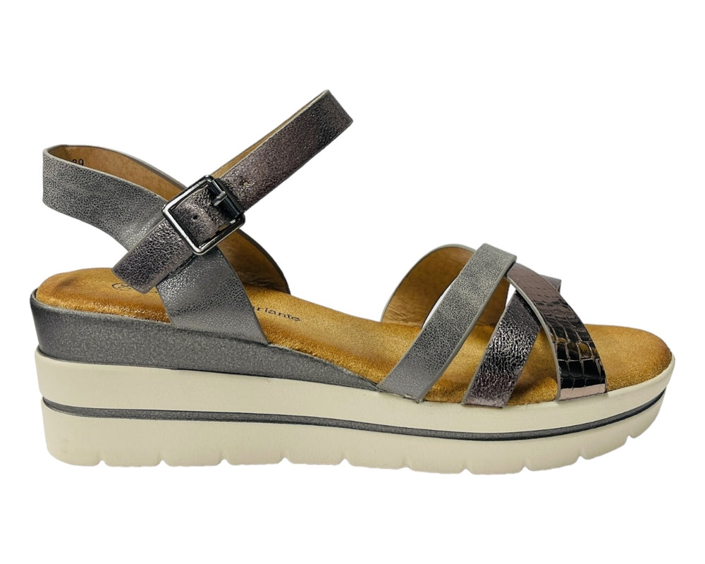 Faux Leather Padded Ankle Strap Wedge Sandals