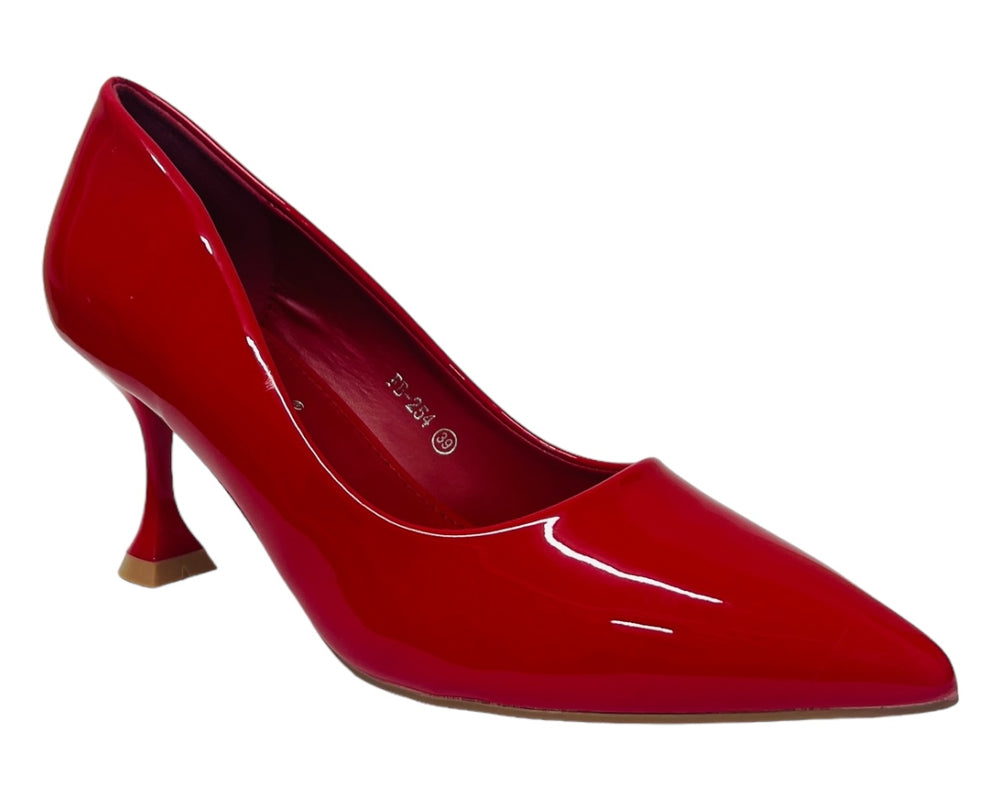 Patent Faux Leather Spool Heel Court Shoes