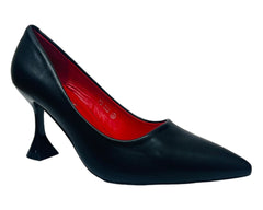 Faux Leather Spool Heel Court Shoes