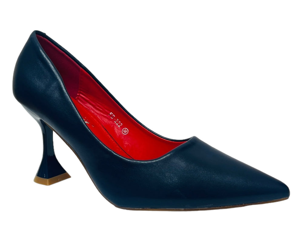 Faux Leather Spool Heel Court Shoes