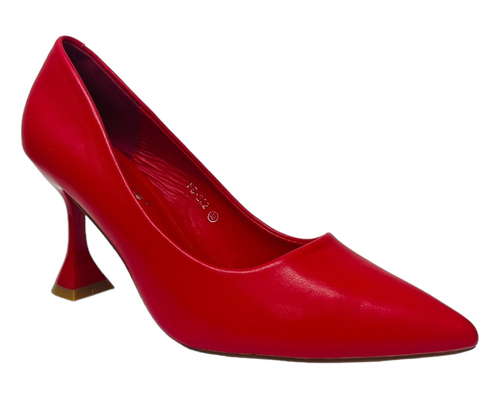 Faux Leather Spool Heel Court Shoes