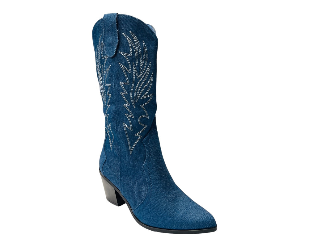 Embroidered 2 In 1 Cowboy Calf Length Boots Main image
