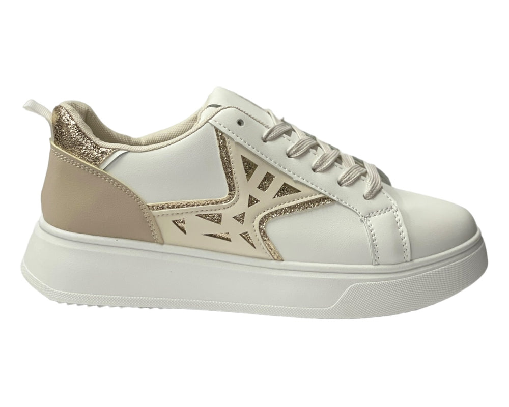 Faux Leather Laser Cut Lace Up Trainers Secondary image