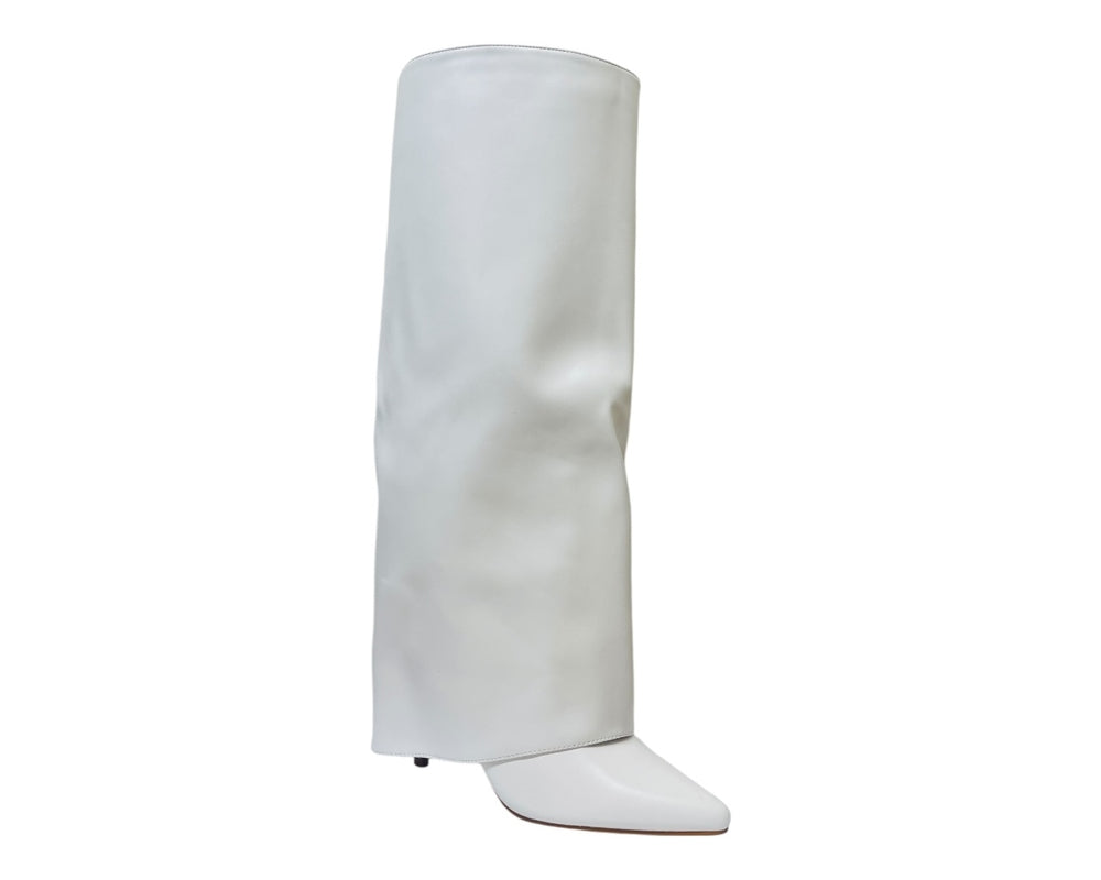 Faux Leather Kneel High Fold Over Stiletto Heel Boots Secondary image