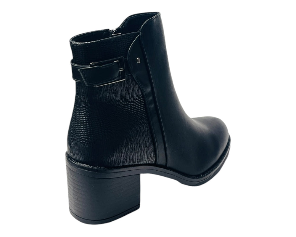 Block Heel Faux Leather Ankle Boots