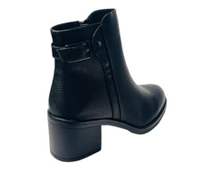 Block Heel Faux Leather Ankle Boots