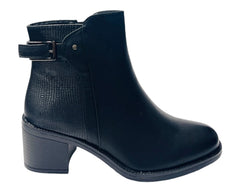 Block Heel Faux Leather Ankle Boots