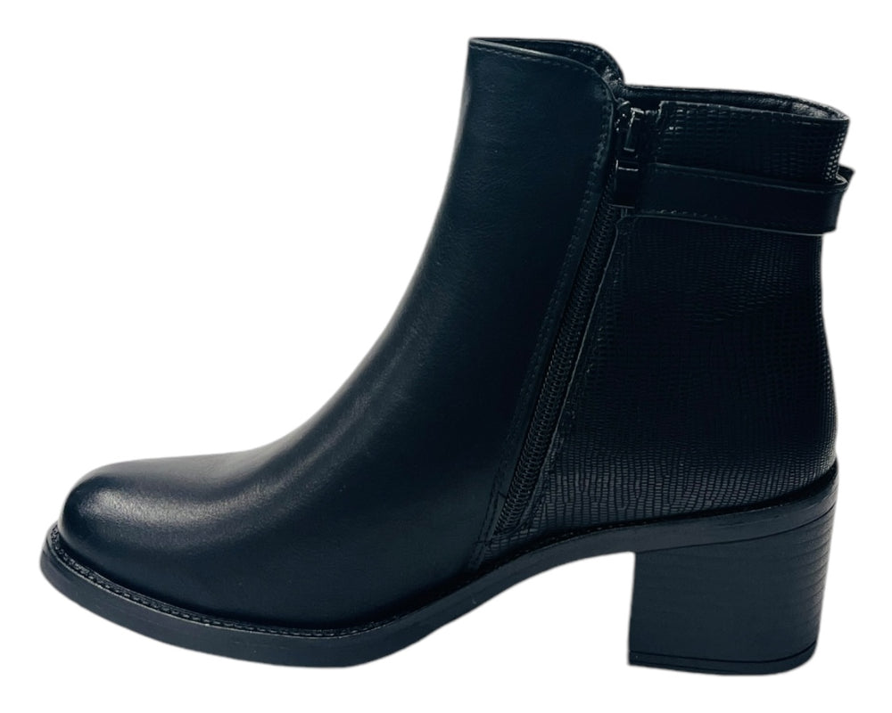 Block Heel Faux Leather Ankle Boots