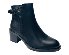 Block Heel Faux Leather Ankle Boots