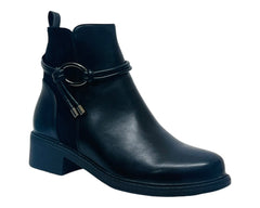 Faux Leather Zip Ankle Boots