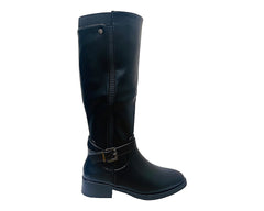 Full Zip Faux Leather Knee High Boots