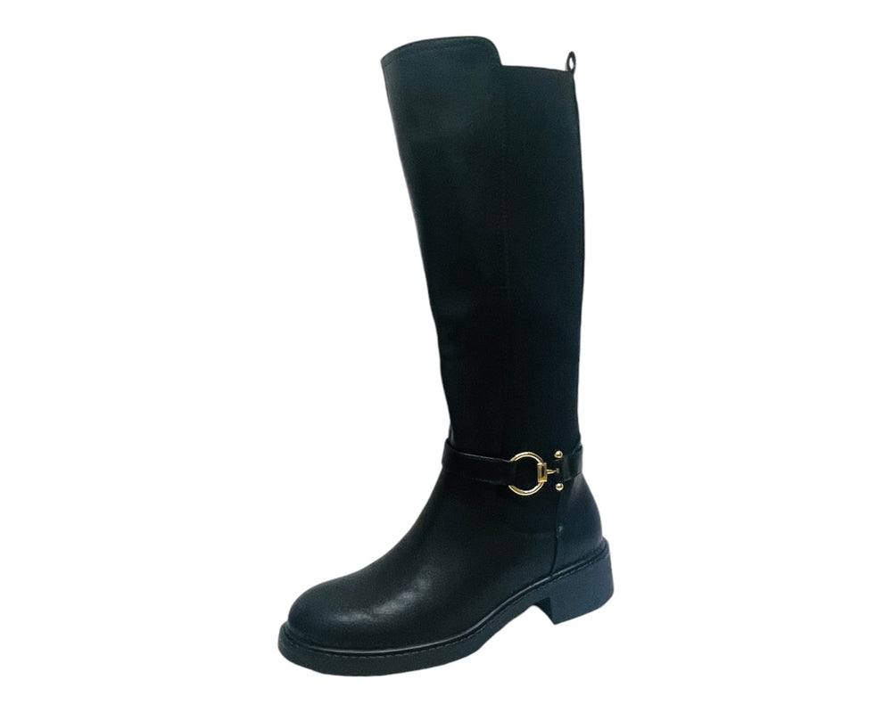 Full Zip Knee High Faux Leather Boots