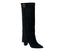 Faux Suede Knee High Fold Over Block Heel Boots