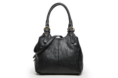 Vegan Leather Classic Mattea Black Soft Handbag with Double Compartment - Black