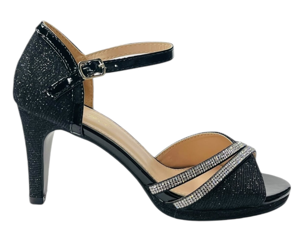 Rhinestone Glitter Ankle Strap Stiletto Heel Shoes Secondary image