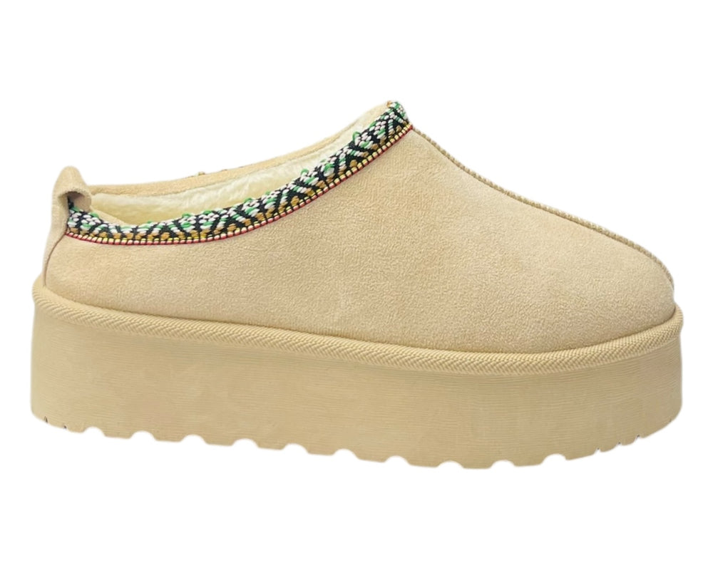 Faux Fur Lined Aztec Platform Shoes