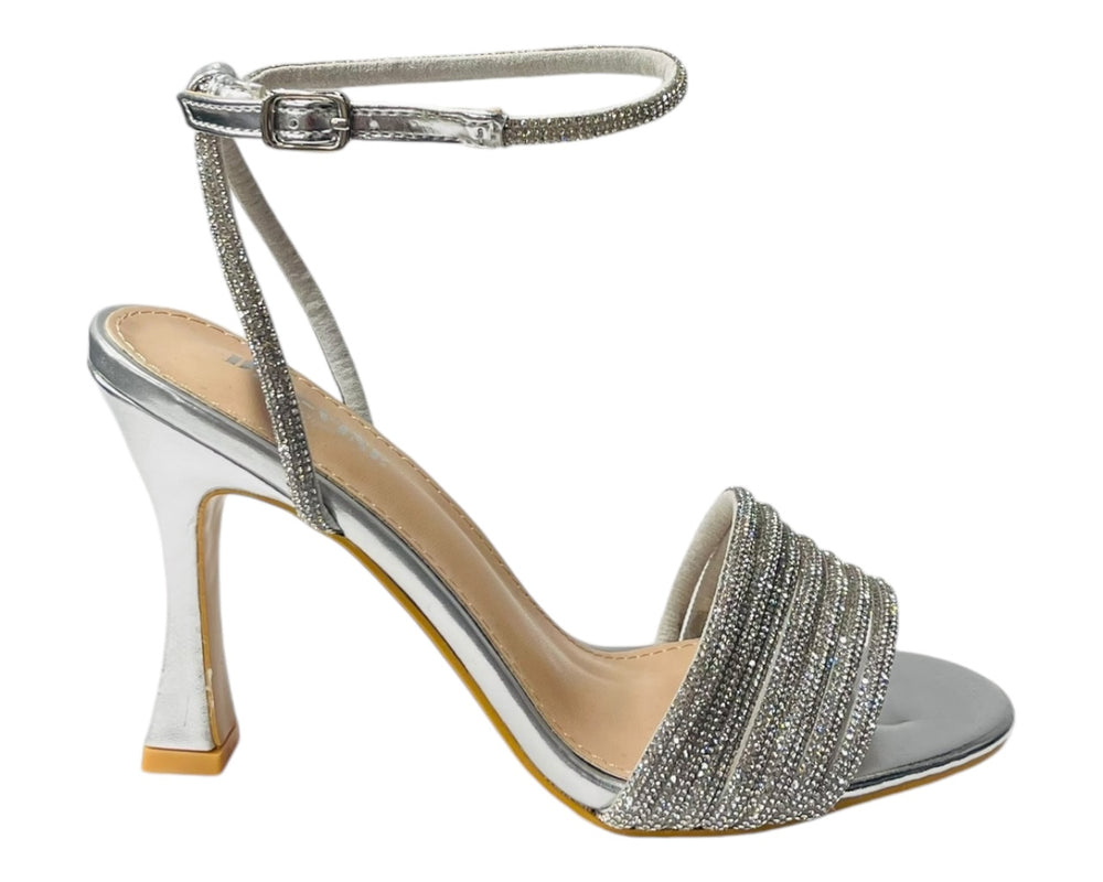 Strappy Rhinestone Spool Heel Shoes Main image