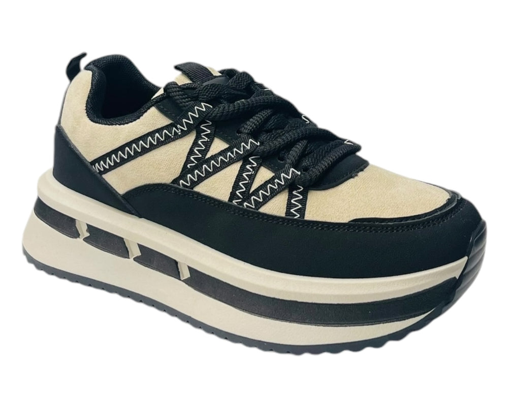 Platform Faux Leather Lace Up Trainers Secondary image