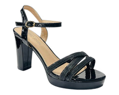 Block Heel Platform Glitter Ankle Strap Shoes