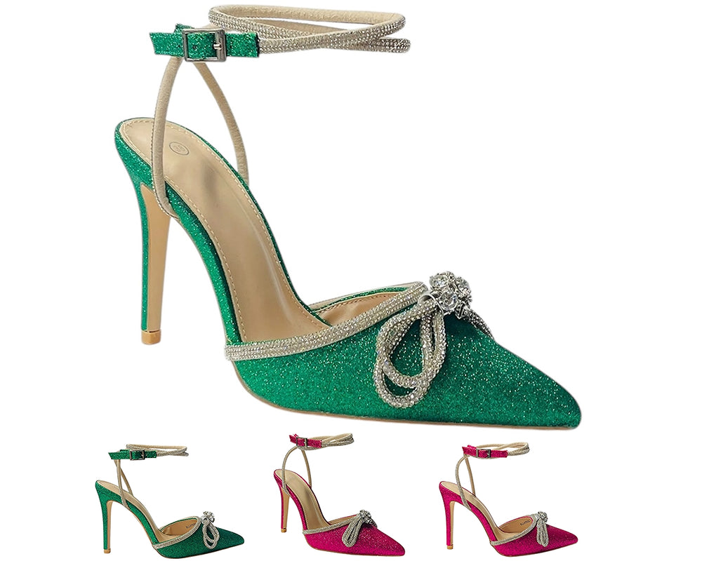 Glitter Diamante Stiletto Heel Shoes Main image