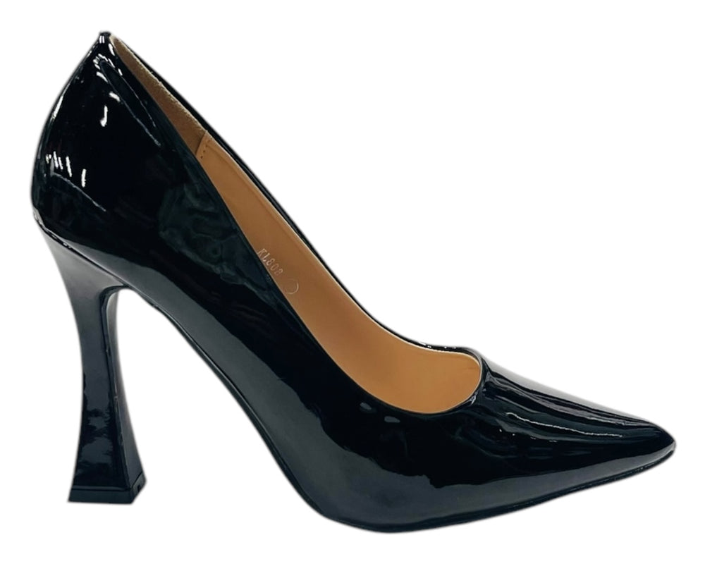 Pointed Toe Faux Patent Court Shoes Secondary image
