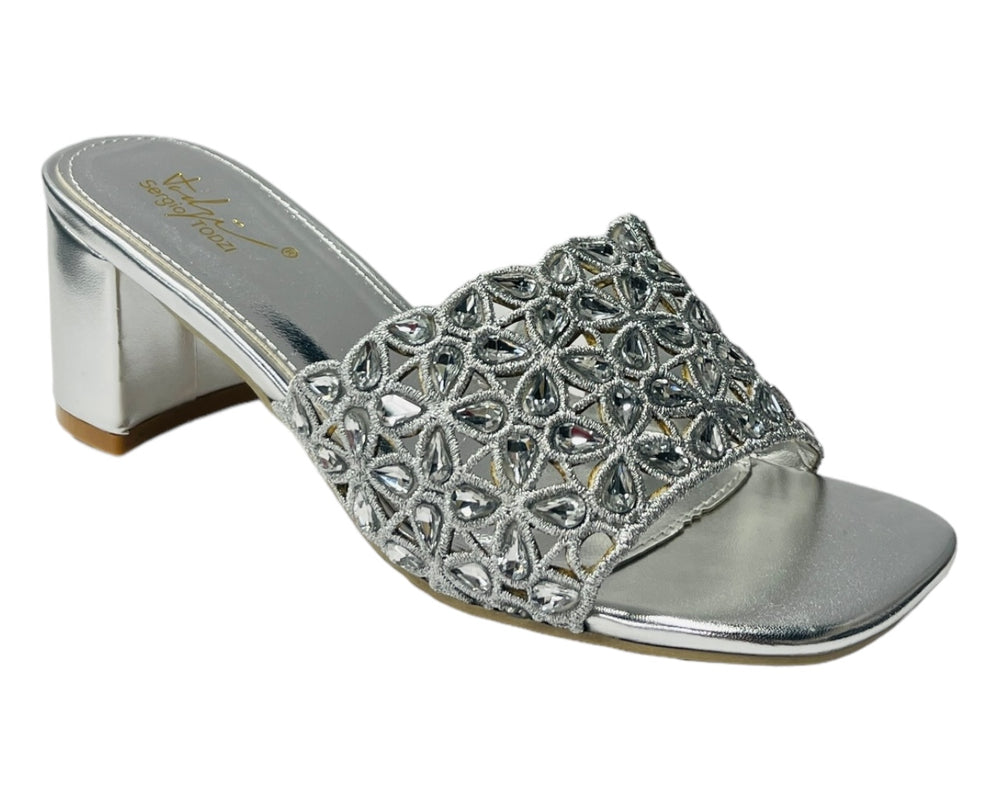 Diamante Strap Block Heel Sandals