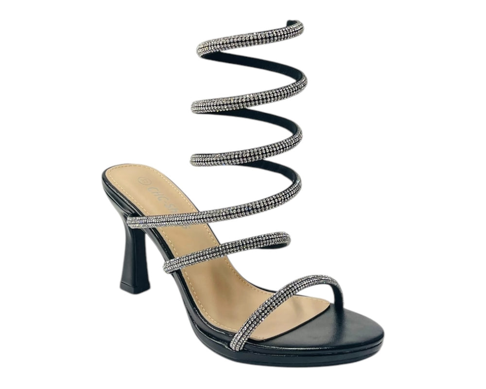 Diamante Snake Anklet Round Toe Sandals Secondary image