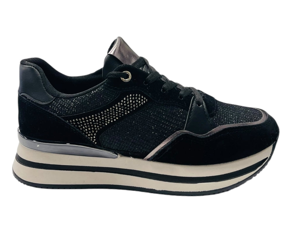 Chunky Sole Rhinestone Lace Up Trainers