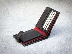 Alpha Leather Men's Black RFID Safe Bifold Wallet 351 | 4 Card Slots Wallet | Tab Opening Wallet