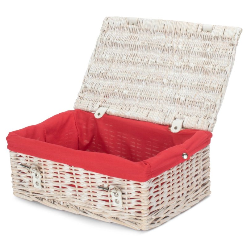35cm Empty Wicker Whitewash Picnic Basket - Empty Picnic Baskets - British D'sire Main image