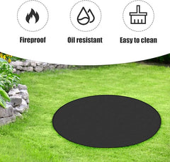 36 Inch Round Fire Pit Mat, Fireproof BBQ Mat for Under Grill Oil Resistant Hearth Rug Fireplace Floor Protector Outdoor Grill Protective Pad Accessories for Solo Stove Bonfire Smokers Garden Patio - British D'sire