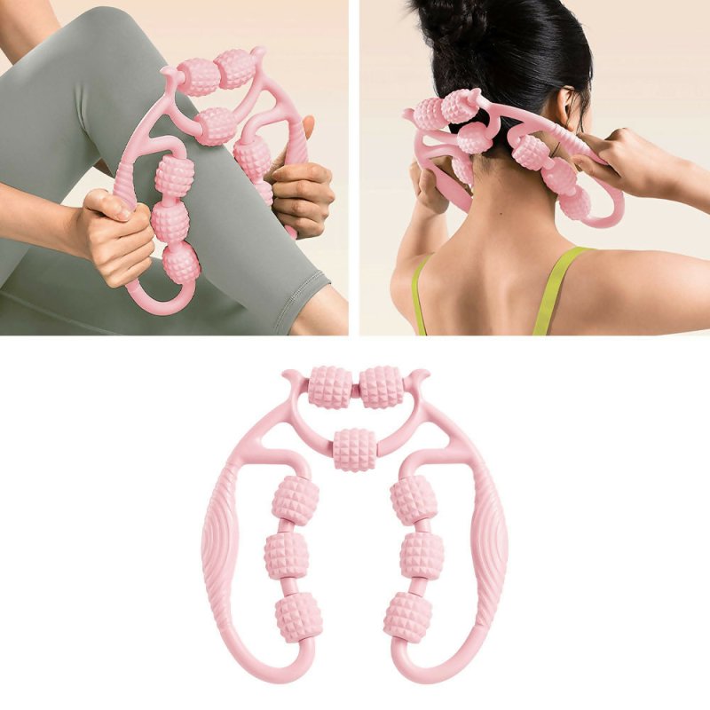 360-Degree Muscle Roller Massager with 9 Wheels, Pink Secondary image