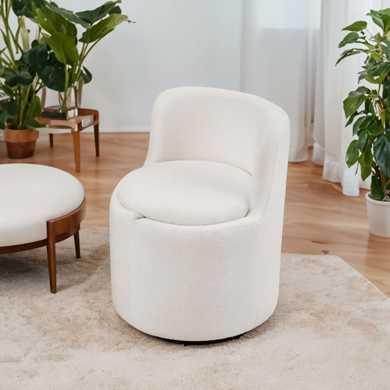 360° Upholstered Sherpa Swivel Chair with Storage Secondary image