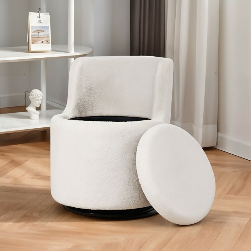 360° Upholstered Sherpa Swivel Chair with Storage - Swivel Chair - British D'sire