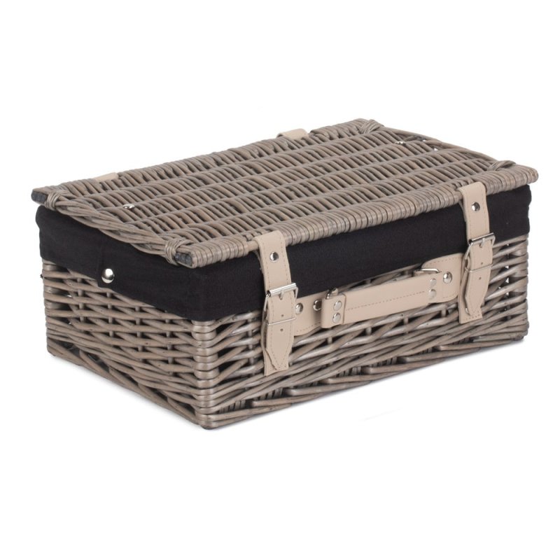 36cm Antique Wash Wicker Picnic Basket with Cotton Lining Secondary image