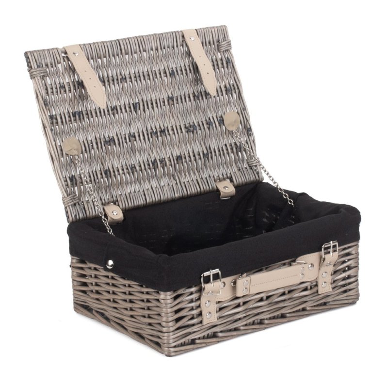 36cm Antique Wash Wicker Picnic Basket with Cotton Lining - Empty Picnic Baskets - British D'sire Main image