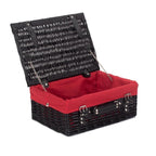36cm Empty Black Willow Picnic Basket With Cotton Lining - Empty Picnic Baskets - British D'sire