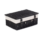 36cm Empty Black Willow Picnic Basket With Cotton Lining - Empty Picnic Baskets - British D'sire